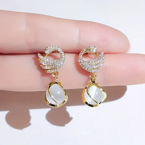 Elegant Swan Pendant Earrings