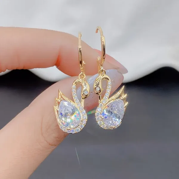 Elegant Swan Dangle Earrings