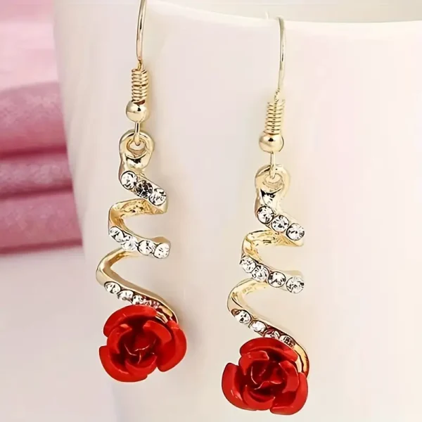 1 Pair Elegant Spiral Rose Drop Earrings